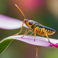 Image of a beautiful insect on a flower in the tropical forest 