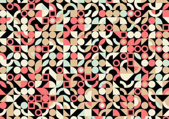 Bauhaus geometric abstract circle square pattern modern style background