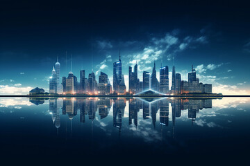 Technology Skyline - City of Innovation. AI Generated.
