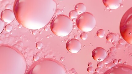 Close-up of pink water drops on glass, Abstract background