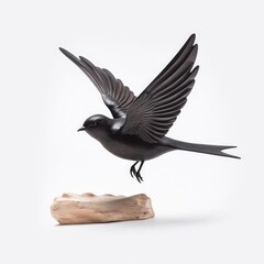Obraz premium Black swift bird isolated on white. Generative AI