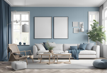 a mock-up poster frame in a modern living room 