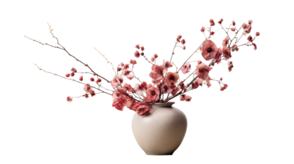 Dried pink flowers for decoration placed in a green ceramic vase are seen against a plain white backdrop. The image is taken up close, highlighting small details.