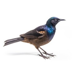 Obraz premium Common grackle bird isolated on white. Generative AI
