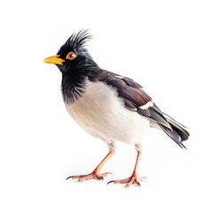Obraz premium Crested myna bird isolated on white. Generative AI