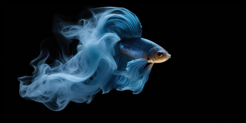 Blue Golden Fish with Smoky Tail