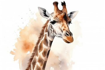 watercolor painting illustration of cute giraffe face © Ievgen Skrypko