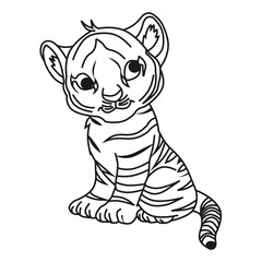 Fototapeta na wymiar Tiger Coloring Page Stock Illustration victor SRS