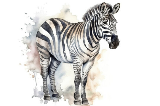 watercolor painting illustration of beautiful Wild zebra