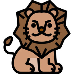lion filled outline icon for decoration, website, education, presentation, printing, banner, logo, poster design, etc.