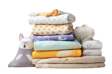 Children's linens, baby linens, and linens for kids are displayed on a white background.