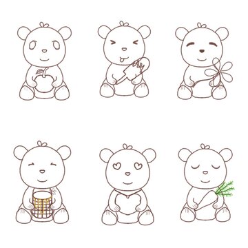 Bear Set The image has a white background for illustration purposes.