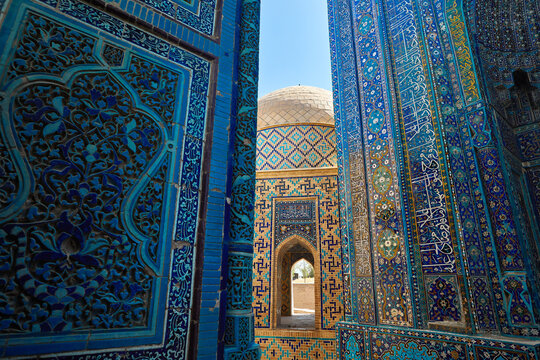 Arch entrance in mausoleum Shahi Zinda in Samarkand