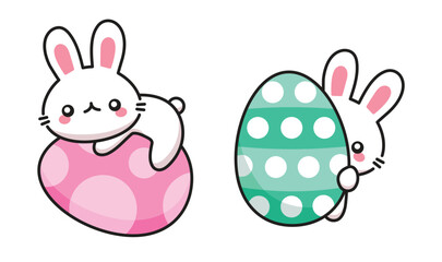 easter bunny with easter eggs clipart