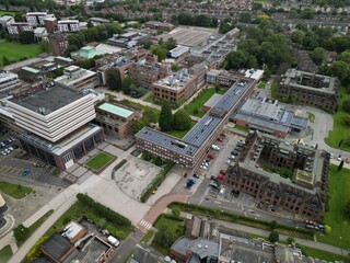 Naklejka premium Aerial view of university of hull Campus, Cottingham road, Kingston upon Hull, Yorkshire. university of Hull. Public research college