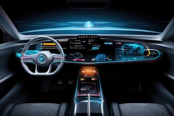 Technology on a new car dashboard.