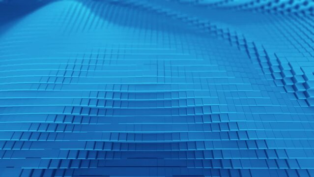 abstract blue background with futuristic cubes, 4k loop seamless animated technology backdrop