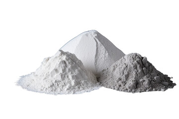Gypsum, clay, or diatomite in powder form separated on a gray surface. - obrazy, fototapety, plakaty