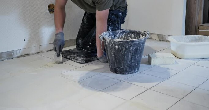 Beautiful tile installation in old home Impressive tile work during house renovation. High-quality video of tile laying in old house, Renovating with stunning tile designs,