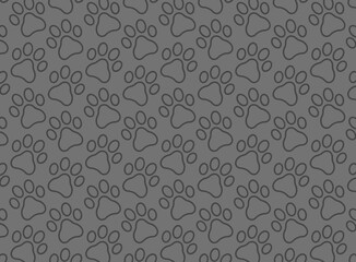 Dog Paw Print Pattern Over A Grey Background
