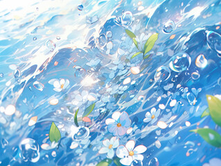 Anime blue abstract background,created with generative ai tecnology.