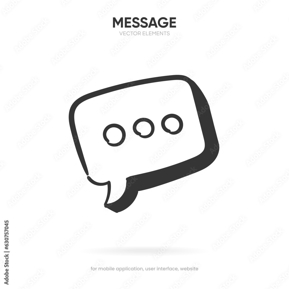 Poster Hand draw isolated vector elements. Minimal modern message, chat, speak, dialog, chatting icon emblem symbol. 3d blue messaging chatting icon. Mobile app icons for UI UX website mobile app