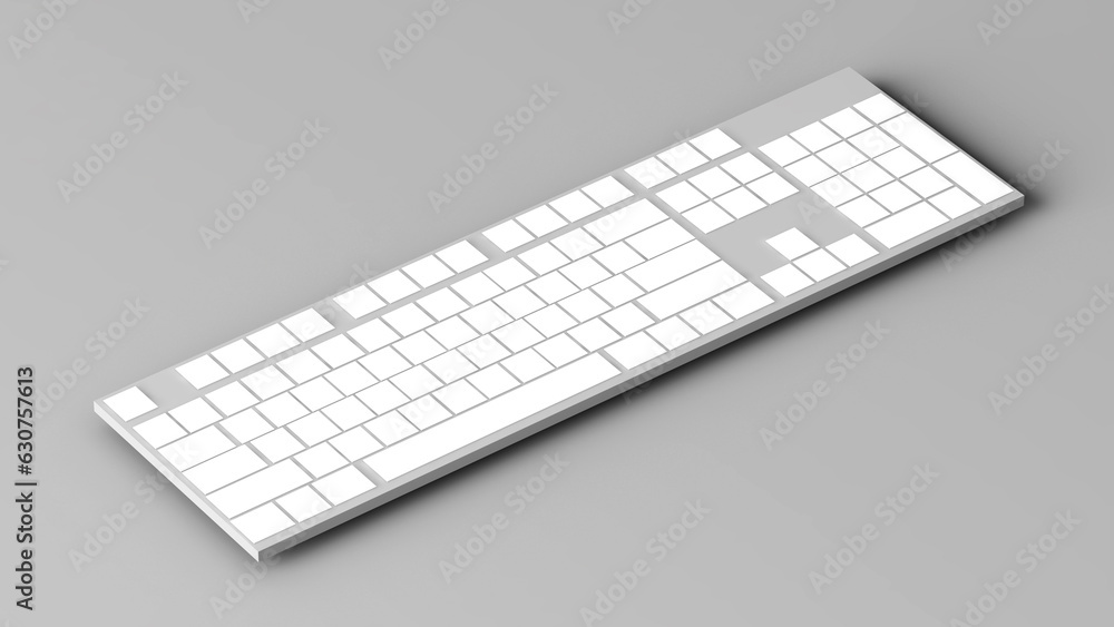 Poster white keyboard model on white background,3d rendering