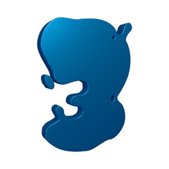 3d blue number 3 design for math, business and education concept 
