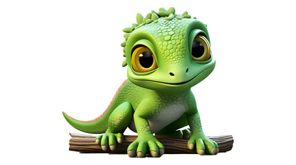 Fototapeta premium Cute green baby chameleon, Generative Ai