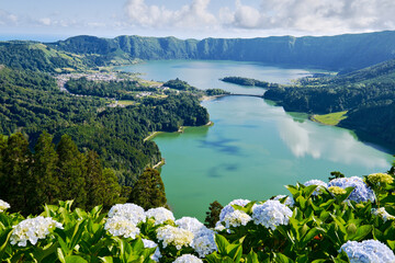 Fototapeta premium Picturesque view of Sete Cidades in Azores