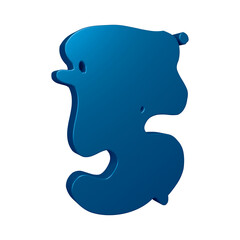 3d blue number 5 design for math, business and education concept 