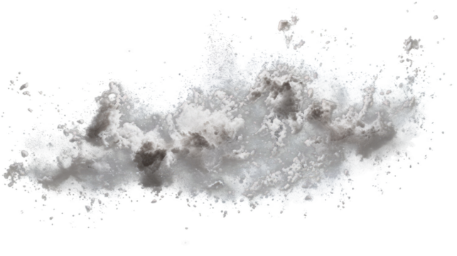 Stop the movement of a white substance explosion on a dark background. Sparkling texture of white glitter on a black backdrop.