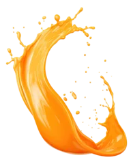 Schilderijen op glas Orange juice splash isolated. © Pro Hi-Res