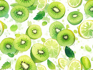 Fototapeta premium Anime kiwi illustration background,created with generative ai tecnology. 