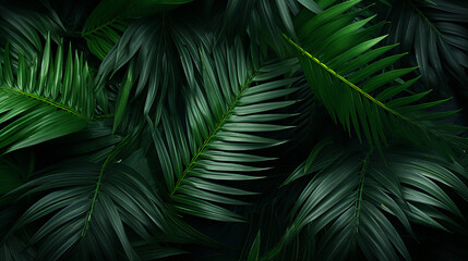 Tropical green palm leaves Design on background, Summer background