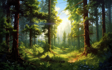 Fototapeta na wymiar Primitive forest background,created with generative ai tecnology.