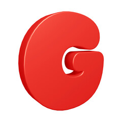 3D red alphabet letter g for education and text concept