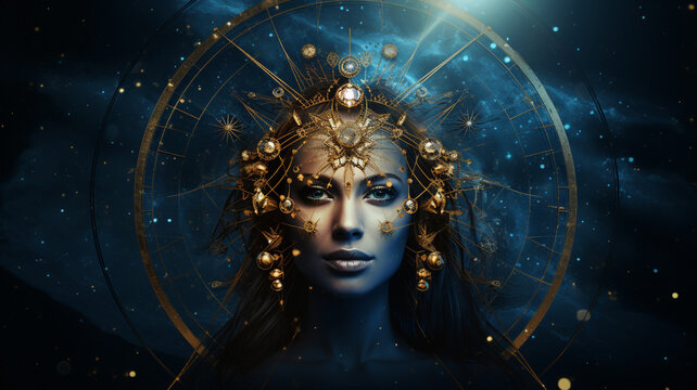 Horoskop Szene mit wundersch&ouml;nem Frauengesicht