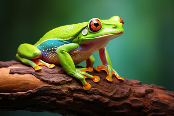 green frog in the forest