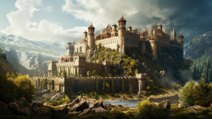 Castle middle earth old church city medieval