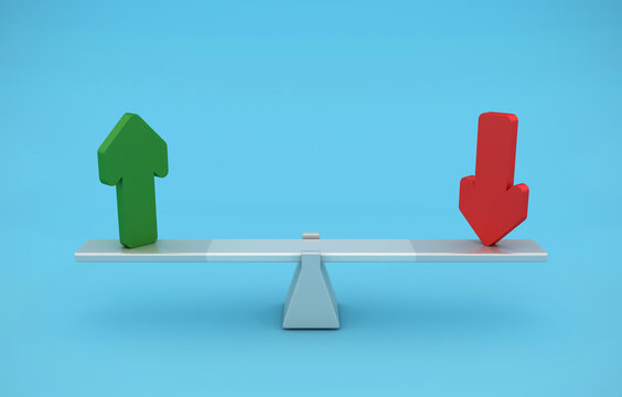 Arrows Balancing on a Seesaw - High Quality 3D Rendering