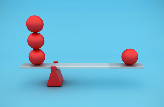 Spheres Balancing on a Seesaw - High Quality 3D Rendering