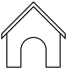 Doghouse outline icon. Kennel illustration isolated on transparent background. Coloring book page for children.