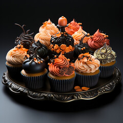 halloween cupcakes on plate