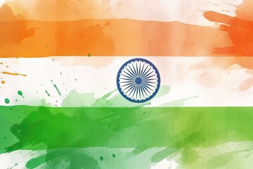 Indian flag background, India Independence day background, water colored Indian flag AI generated