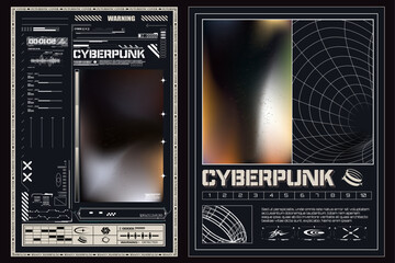 Безымянный-1BBBSet of retro futuristic posters with HUD elements, wireframe. Futuristic gradient 3d bold square posters templates for science. Futuristic cover set. Ideal for banner, flyer, invitatioN - obrazy, fototapety, plakaty