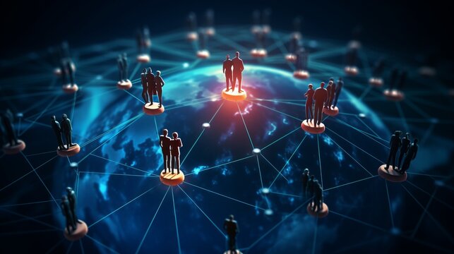 Earth technology structure. Internet and technology worldwide global. Global social network. Futuristic polygonal shapes technology . generative AI