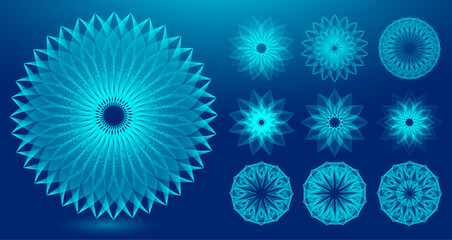 Abstract digital wireframe blooming geometric flowers. Modern graphic concept. Decorative element