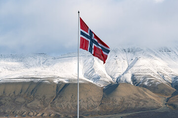 Norway national flag in Svalbard - 630764223