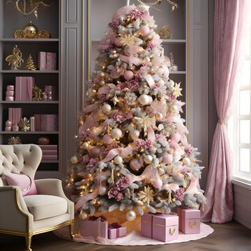 167 Pink Gold Christmas Tree Stock Photos, High-Res Pictures, and Images -  Getty Images